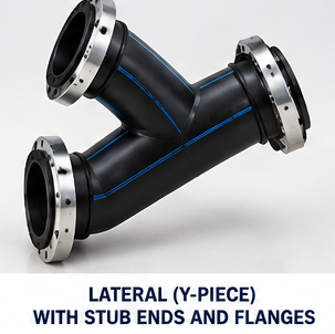 Wetpipe HDPE lateral Y-piece with stub ends and steel backing flanges